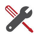 A wrench and screwdriver crossed representing website cleanup.