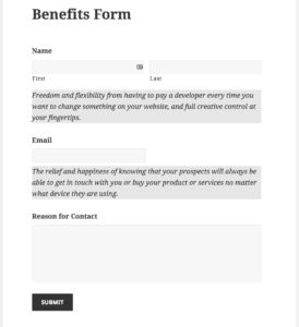 Listing benefits on forms