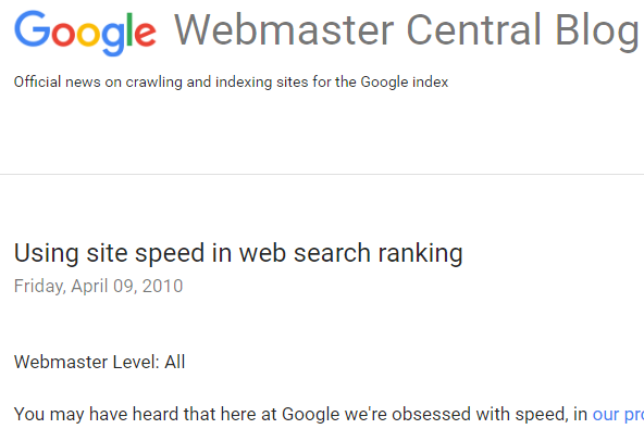 Google uses site speed in SEO ranking