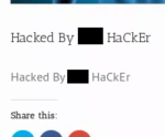 WordPress defacement example | hacked by