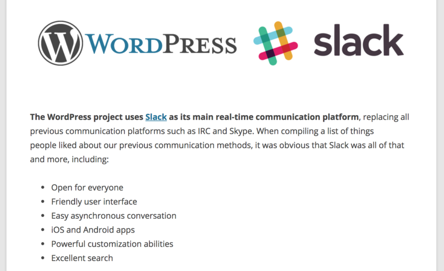 WordPress Slack Channels