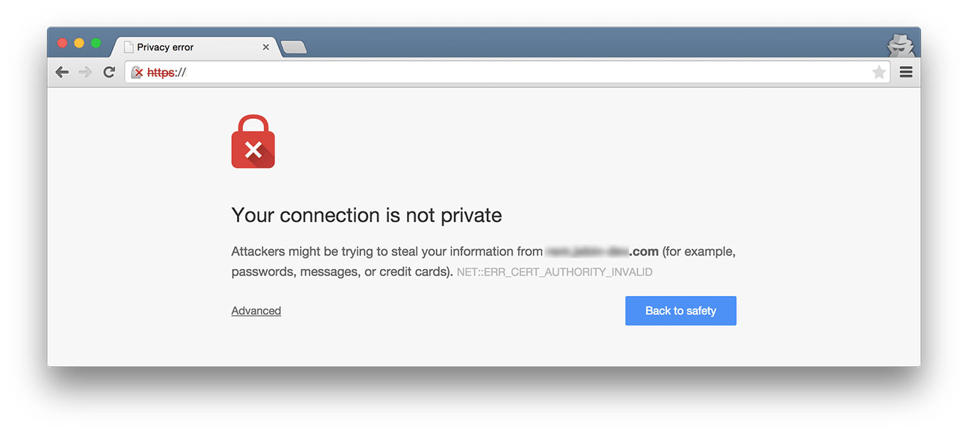 Google invalid SSL certificate warning