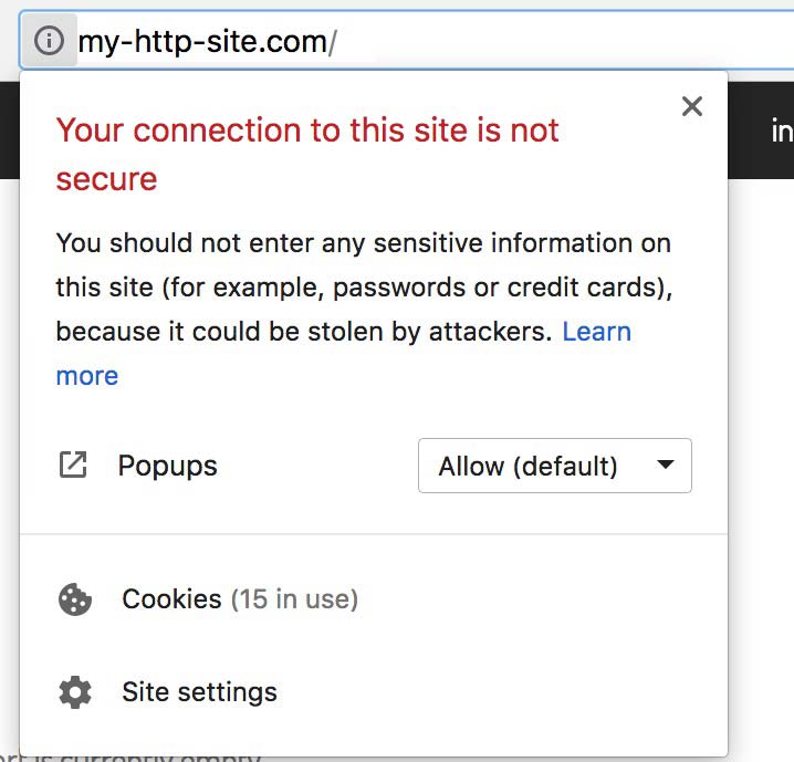 Browser HTTP insecure warning